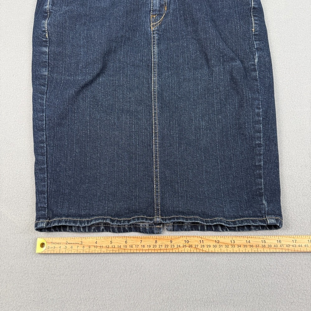 Levis Womens Denim Skirt Size 10 Dark Wash Midi Stretch Classic Jean Skirt Vtg - Picture 12 of 12